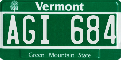 VT license plate AGI684