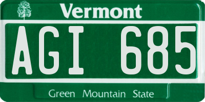 VT license plate AGI685