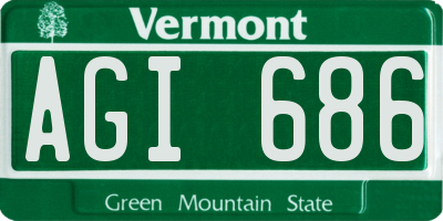 VT license plate AGI686
