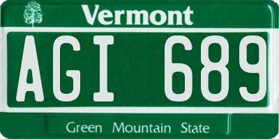 VT license plate AGI689