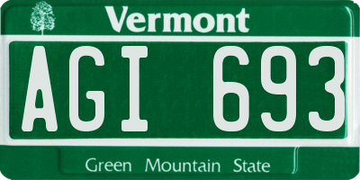 VT license plate AGI693