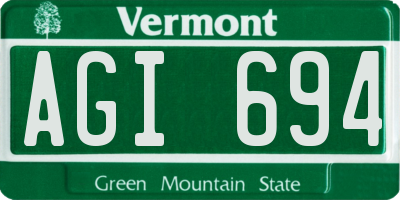 VT license plate AGI694