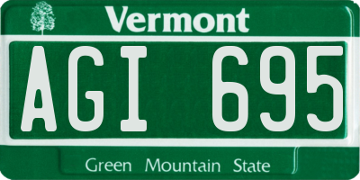 VT license plate AGI695