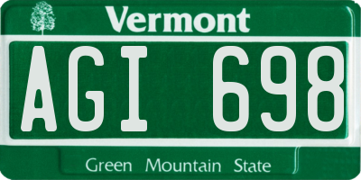 VT license plate AGI698