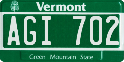 VT license plate AGI702