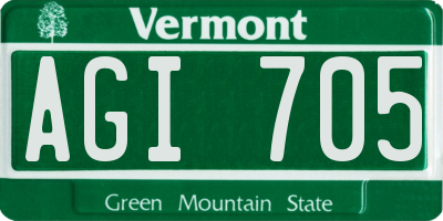 VT license plate AGI705