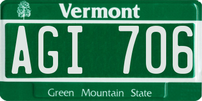 VT license plate AGI706