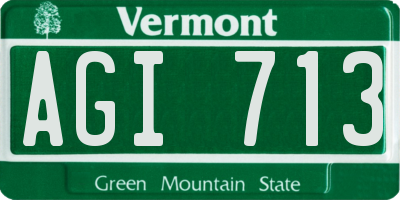 VT license plate AGI713