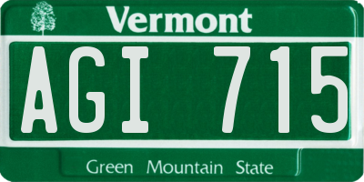 VT license plate AGI715