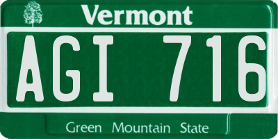 VT license plate AGI716