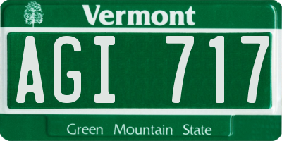 VT license plate AGI717
