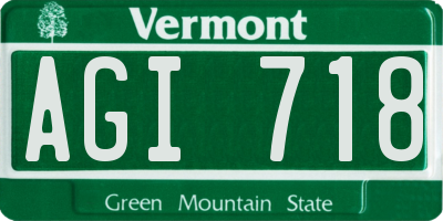 VT license plate AGI718