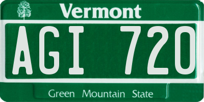 VT license plate AGI720