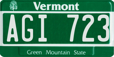 VT license plate AGI723