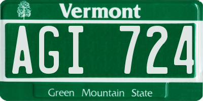 VT license plate AGI724