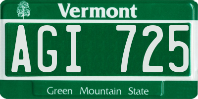 VT license plate AGI725