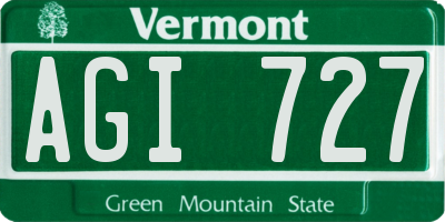 VT license plate AGI727