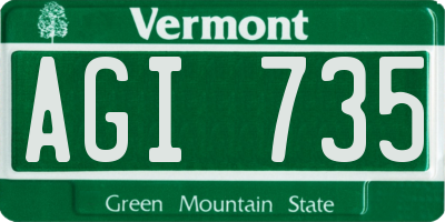 VT license plate AGI735