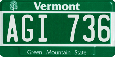 VT license plate AGI736