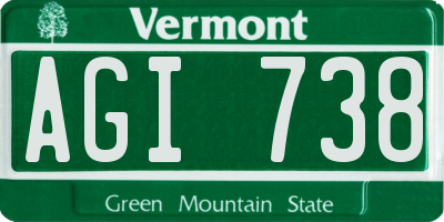 VT license plate AGI738