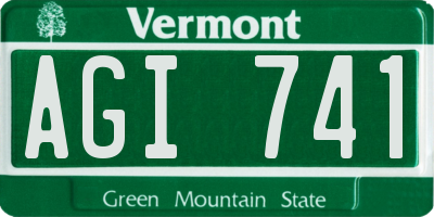 VT license plate AGI741
