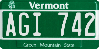 VT license plate AGI742