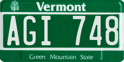VT license plate AGI748