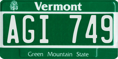 VT license plate AGI749