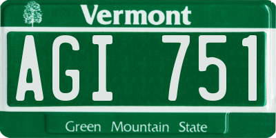 VT license plate AGI751