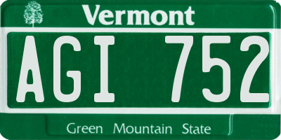 VT license plate AGI752