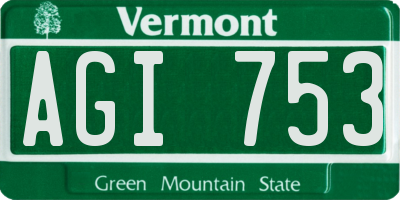VT license plate AGI753