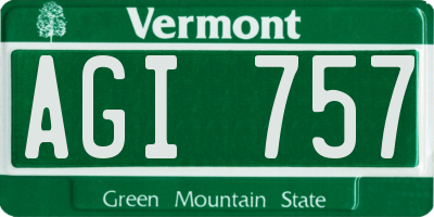 VT license plate AGI757