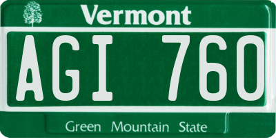 VT license plate AGI760