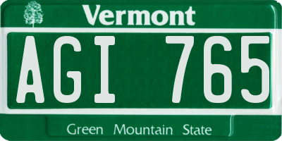 VT license plate AGI765