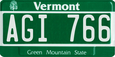 VT license plate AGI766