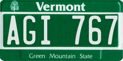 VT license plate AGI767