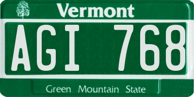 VT license plate AGI768
