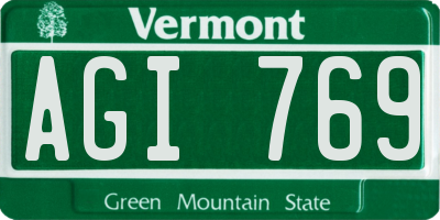 VT license plate AGI769