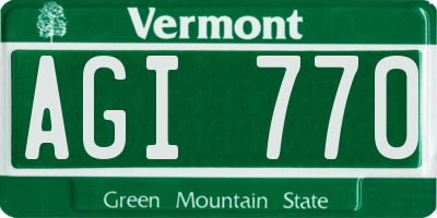 VT license plate AGI770