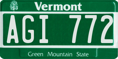 VT license plate AGI772