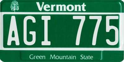VT license plate AGI775