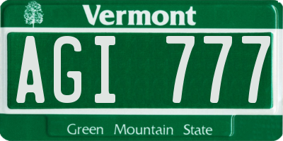 VT license plate AGI777