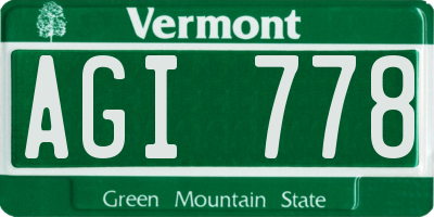 VT license plate AGI778