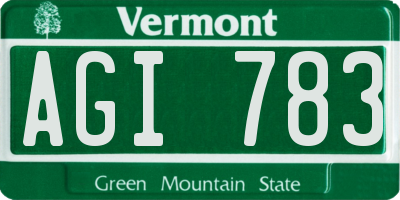 VT license plate AGI783