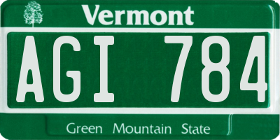 VT license plate AGI784