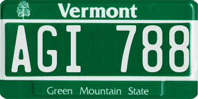 VT license plate AGI788
