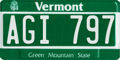 VT license plate AGI797