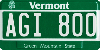 VT license plate AGI800