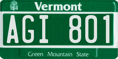 VT license plate AGI801