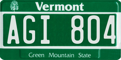 VT license plate AGI804